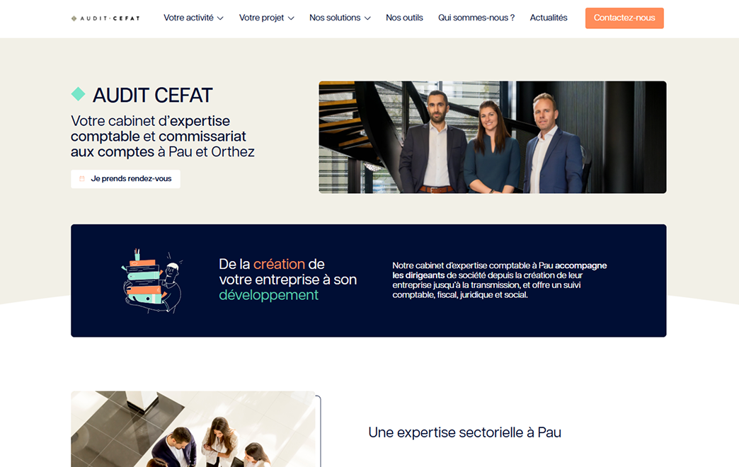 header de la page d'Accueil du site d'Audit Cefat