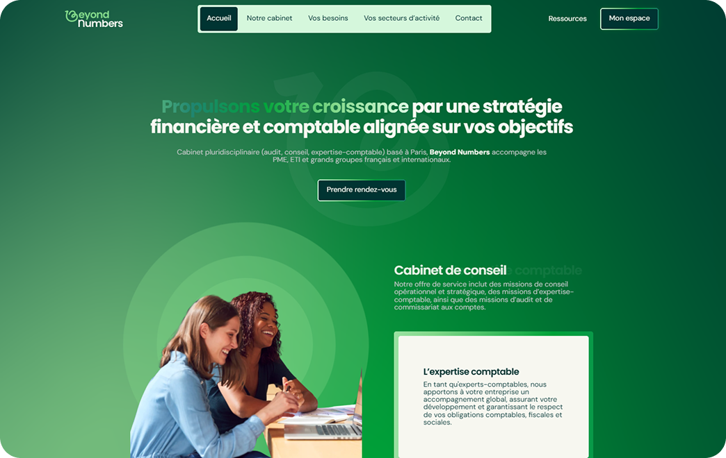 header de la page d'Accueil du site Beyond Numbers